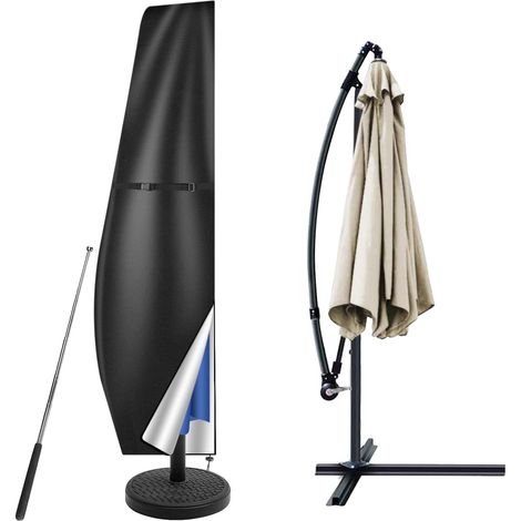 Housse de protection pour parasol avec tige, pour parasol de 2 à 3 m. Grande housse de protection pour parasol, protection UV, résistante aux intempéries, au vent et à la neige, 265 x 40/70/50 cm. (1/5)