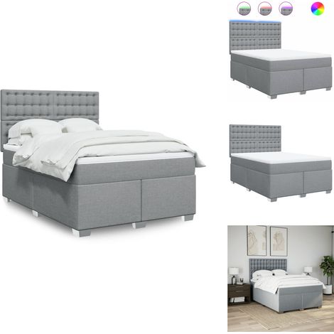 Sommier à lattes de lit avec matelas Gris clair 140x190cm Tissu - Sommier À Lattes De Lit - Sommiers À Lattes De Lit - Lit - Meuble De Chambre À Coucher (1/5)