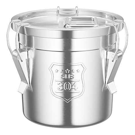 Seau hermétique en acier inoxydable avec couvercle - 6/12/21/33 L - Seau de cuisine Récipient à céréales pour conserver riz, farine, aliments secs - Boîte étanche pour cuisine (6L) (1/5)