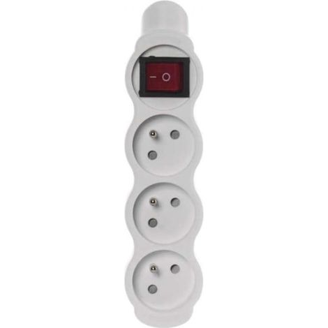 Multiprise avec interrupteur pour rallonge 3 prises avec/sans 16 A blanche P1300N