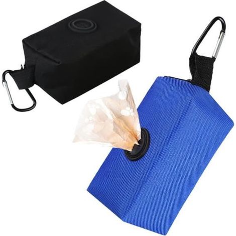 Distributeur De Sacs à Crottes Pour Chiens - 2 PCS - Supports De Sac En Tissu - Noir+bleu (1/4)