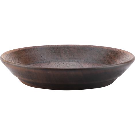 Plateau rond en bois massif foncé pour fruits, desserts, gâteaux, thé (10,5 cm) (1/5)