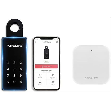 Boite a Clef WiFi avec Passerelle Contrôlable à Distance Boite a Clefs Securisee Exterieur Intelligente Boite à Clé Bluetooth sans Fil Montable au Mur et sur Poignée Étanche (1/5)