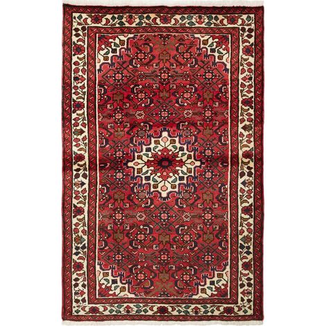 Tapis d'orient 106 x 170 cm, motif oriental, rouge, bleu et crème, laine naturelle, noué à la main en Iran (1/5)