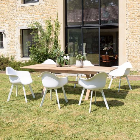 MALO - Lot de 6 fauteuils blancs dossier arrondi (1/5)