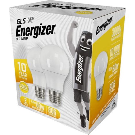 Ampoule LED standard E27 - ENERGIZER - ES16710 - 806 lm - 8,2W (équiv. 60W) - 3000K (Blanc chaud)