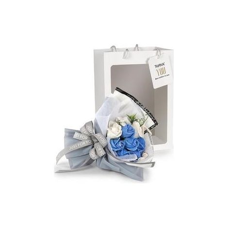 Composition florale bleue dans sac en carton, 22x14x34 cm (lot de 3)