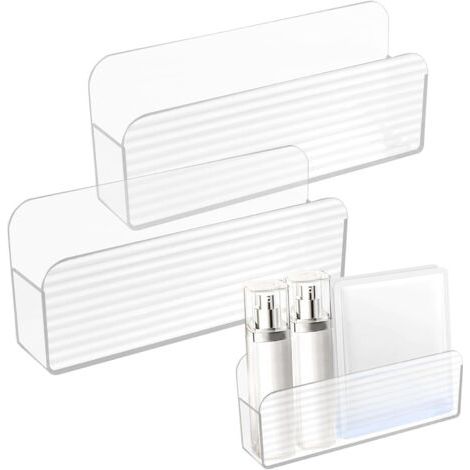 Etagère Salle de Bain Sans Percer, Boite Acrylique Etagère Murale, Boite Transparente Meuble Douche, Détachable Meuble Rangement Maquillage, Etagere Coiffeuse Organisateur pour Bureau Chambre (1/5)