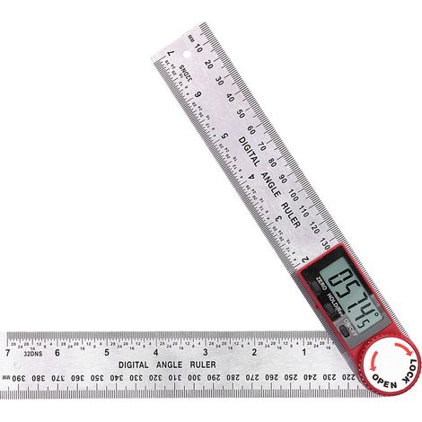 Rapporteur d'angle numérique 360° en acier inoxydable durable, règle de mesure électronique portable de 200 mm pour menuiserie (1/5)