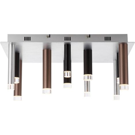 BRILLIANT Lampe Cembalo LED Deckenleuchte eckig 12flg braun/Kaffee 12x 4W LED integriert, 306lm, 3000K In 3 Stufen über Wandschalter dimmbar Energiesparend und langlebig durch LED-Einsatz