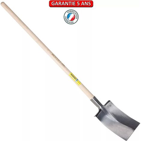 Polierter Spaten aus der Bretagne 28 mit gerader Schneide und Apfelgriff OUTILS PERRIN
