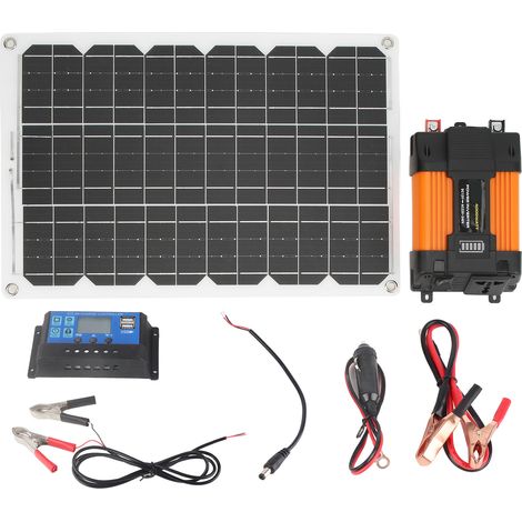 Kit solaire portable 4000W onduleur 30A régulateur 12V/24V panneau 18W 18V batterie 300W convertisseur 12V à 220V (1/5)