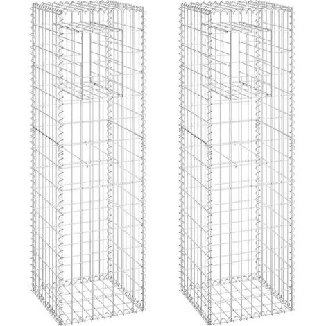 vidaXL Gabion Basket Posts 2 pcs 40x40x140 cm Iron