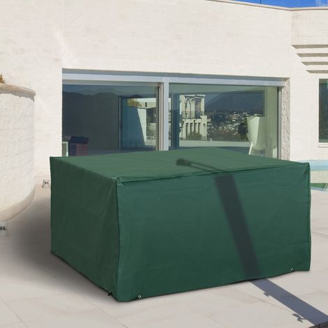 Coprimobili da giardino 135x135x75 cm, resistente alle intemperie, 8 occhielli, tessuto Oxford, verde (1/5)
