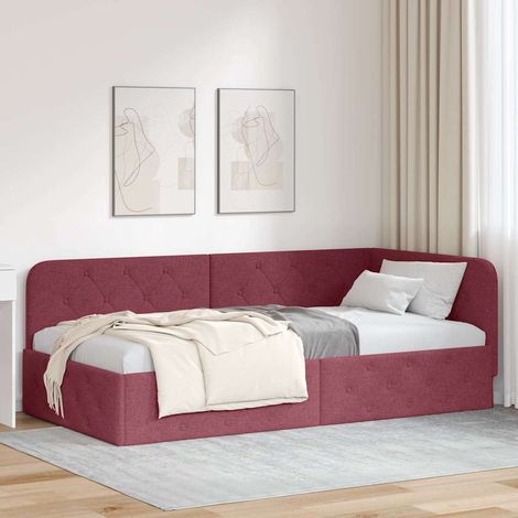 Eckbettgestell Weinrot 90 x 190 cm Stoff