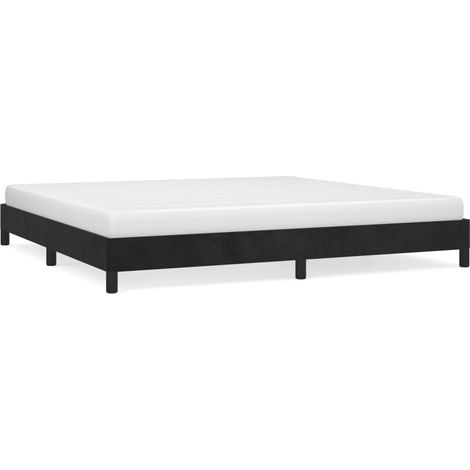 Lit adulte pour 2 personnes, Structure de lit, Assemblage Facile, Noir 200x200 cm Velours OIB6024E (1/5)
