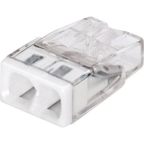 Borne de raccordement WAGO 2273-202-1 flexible: - rigide: 0.5-2.5 mm² Nombre de pôles: 2 transparent, blanc 1 pc(s) S19274