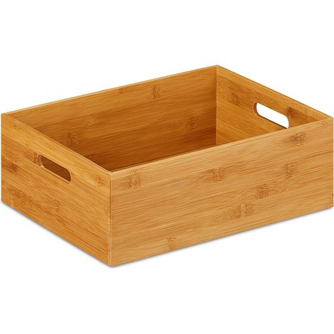 Scatola portaoggetti multifunzionale soggiorno cucina bagno 14 x 40 x 30 cm in bambù naturale 130009738