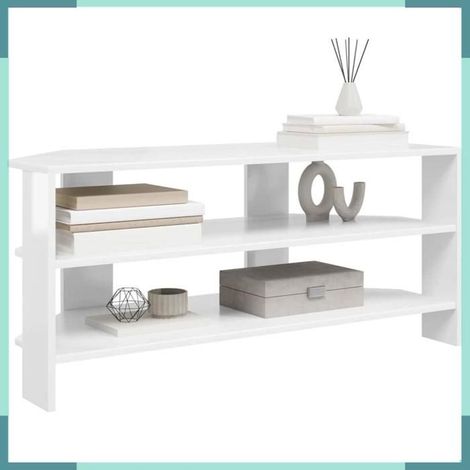 Meuble TV d'angle - 889769 - Blanc brillant - Bois d'ingénierie - 102 x 40,5 x 45 cm (1/5)