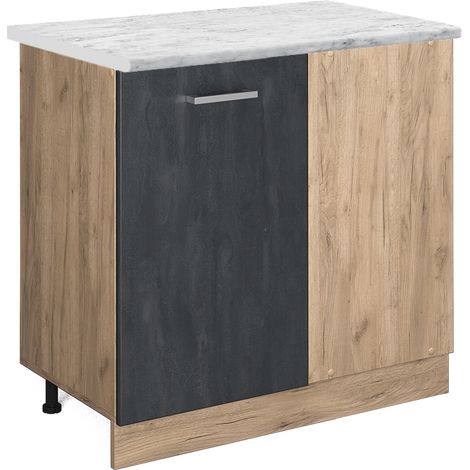 Meuble d'angle R-Line, Béton noir, 86 cm PT Marbre, Vicco (1/5)
