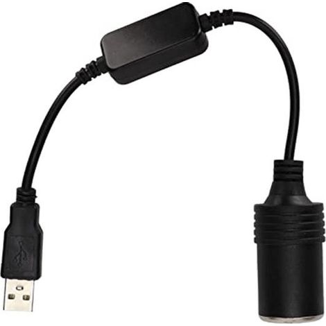 Adattatore USB femmina per accendisigari auto, convertitore di alimentazione USB per accendisigari per registratore auto e purificatore d'aria, uscita 12 V CC, lunghezza 30 cm, ingresso 5 V 2 A, (1/5)