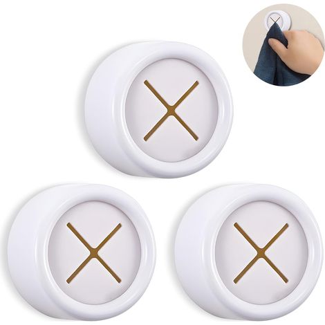 Accroche Torchon, 3 Pièces Porte Torchon,ABS Rond Porte Torchon Cuisine, Aucun Perçage Requis, pour Salle De Bain, Armoire Et Placard-Blanc (1/5)