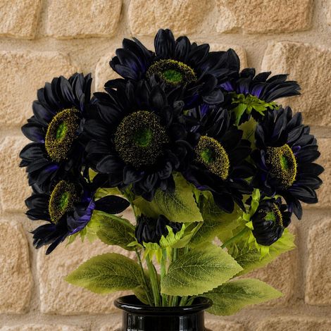 Pack of 6 x 88cm Purple Artificial Sunflower - 18 heads - Premium Quality (1/5)