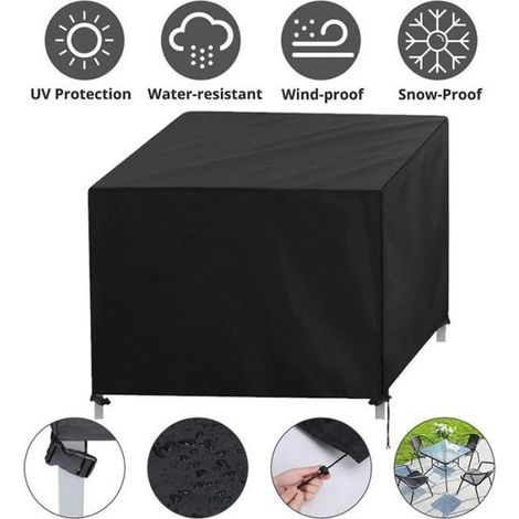1 pièce Housse pour table de jardin, imperméable polyester 210D, protection meubles extérieurs, 150 x 150 x 75 cm, usage terrasse et balcon (1/4)