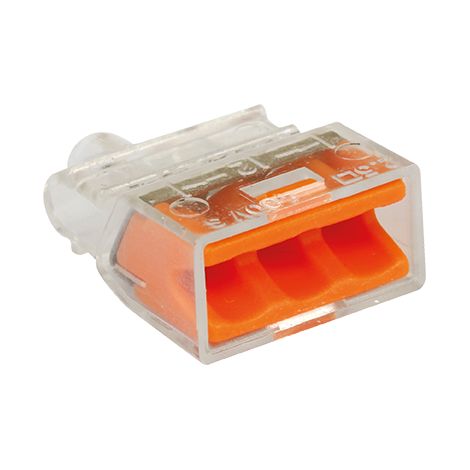 Bornes de connexion rapide pour fil électrique FastLock - Gros conditionnement Orange - 3 entrées - lot de 2500pces