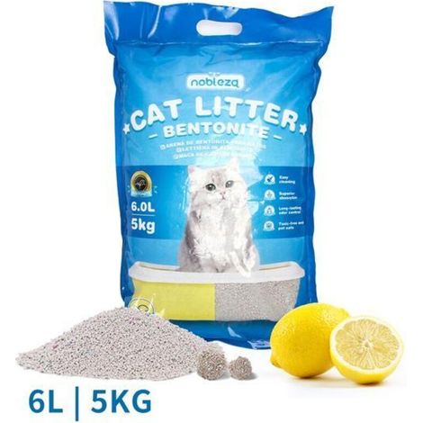 Litière pour chat à la bentonite au citron 5kg Litière fine pour chats Litière pour chat (1/5)