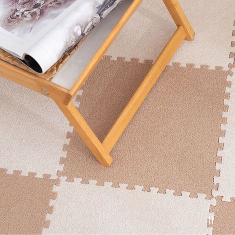 10 Tapis Jeu Mousse 30x30x1 cm Entrelacés, Tissu Moelleux Antidérapant avec Bandes Bordures (1/5)