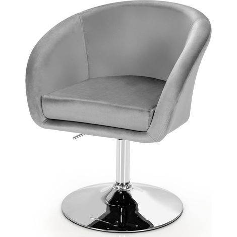 Costway – Chaise pivotante en velours gris – Fauteuil de bureau réglable 72-86 cm – Base galvanisée stable – Accoudoirs ergonomiques
