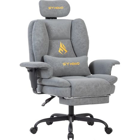 Symino Chaise Gaming Fauteuil Gaming Ergonomique - Chaise Bureau avec Repose-Pieds Réglable, PU en Cuir 132kg
