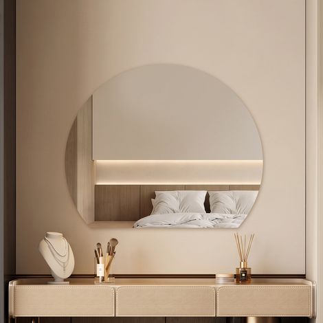 EMKE Miroir Salle de Bains Organique et Asymétrique 62 × 70 cm, Miroir Mural Sans Cadre en Verre Argenté Sans Cuivre 5 mm, Installation Horizontale ou Verticale (1/5)