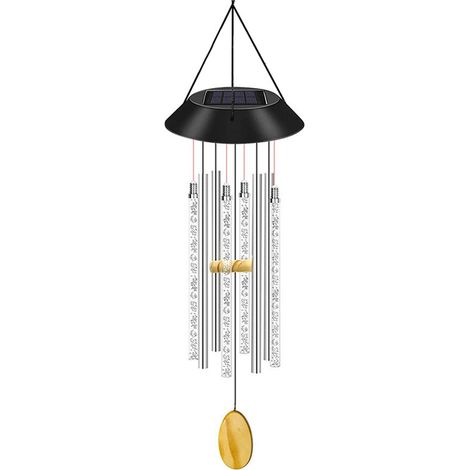 Campana de viento iluminada con energía solar y burbujas acrílicas, iluminación ambiental, decoración exterior impermeable para el patio. (1/5)