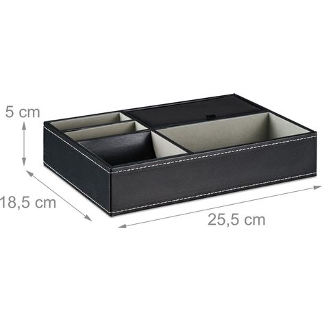 Joyero abierto con compartimentos almacenamiento práctico 5 x 25,5 x 18,5 cm de MDF gris 130013551 (1/2)