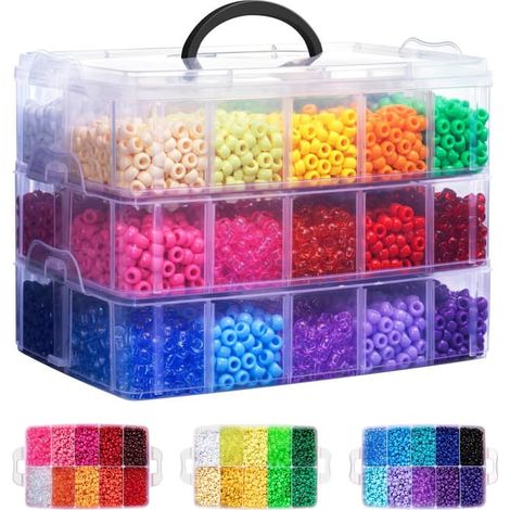 Kit de 10 000 perles acryliques (en vrac, grand trou) pour la création de bracelets d'amitié (30 couleurs).