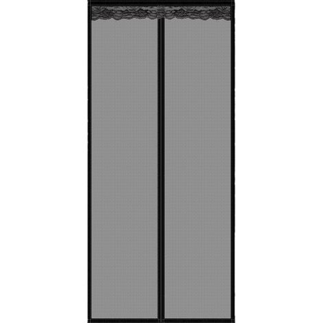 Moustiquaire magnétique pour porte 120 x 220 cm, rideau magnétique à mailles ultrafines avec fermeture automatique, convient aux portes de balcon, de cave et de terrasse, noir (1/5)
