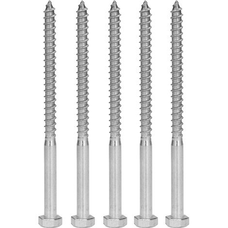 25 vis à bois autoforeuses DIN571 inox A2-70 filetage partiel tige hexagonale M8x130 mm pour charpente sans perçage (1/5)