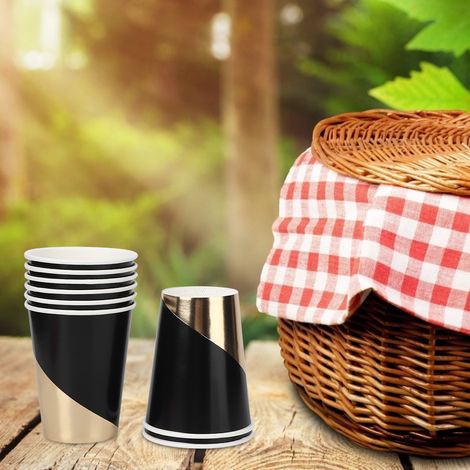 Lot de 8 gobelets en papier jetables de 270 ml pour fêtes d'anniversaire, mariages et usage domestique (1/5)