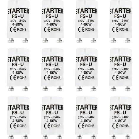 12PCS Starter Néon 4-80W 220-240V, pour Tubes Fluorescents et LED, Starter Neon LED pour Lampes Fluorescentes, Aquarium ou Néon Décoratif, Rapide et Facile à Installer (1/5)