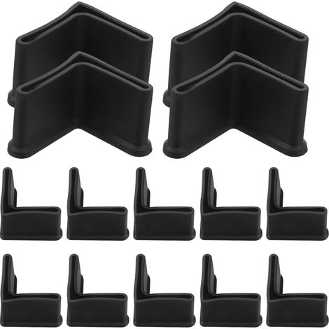 Pieds de meubles Healeved et patins antidérapants robustes en PVC noir forme L (20 pièces, 35 mm)