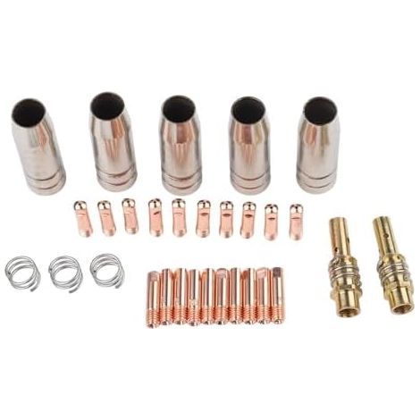 Lot de 30 brûleurs de soudage pour MIG MB15 15AK 14AK pour Hitbox, 30 pièces avec buses de contact 0,8/1,0 mm, buses de gaz, support et ressorts en métal et cuivre (1/5)