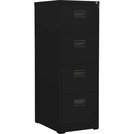 Cajoneras mueble oficina archivador 4 cajones 46 x 62 x 133 cm en acero negro DEC024586