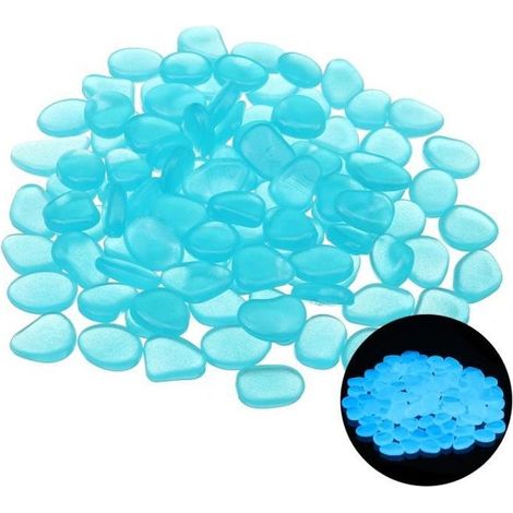 100PCS Pierre lumineuse Exterieur Bleu lac Artificiels Galets Fluorescent Décoration Pour Jardin Chemin Piscine Aquarium Éclairage (1/4)