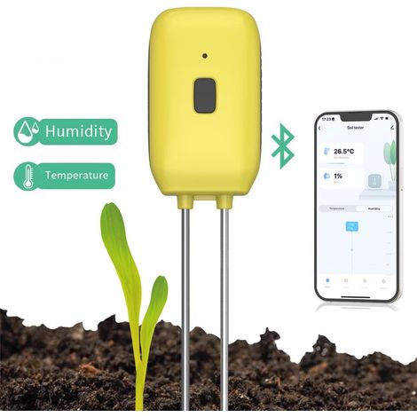 Testeur de sol intelligent Bluetooth, mesureur 2 en 1 de la température et de l'humidité du sol, surveillance des données en temps réel (1/5)