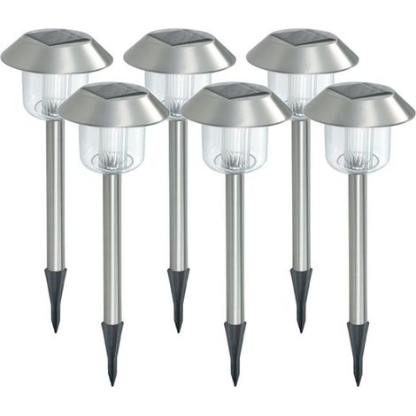 Xanlite – Pack de 6 balises solaires métal IP44 – Couleur RVB et blanc – Autonomie 8h – Avec batterie AAA – PACK6SO1017 (1/5)