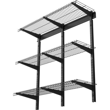 Étagère Murale Garage 3 Niveaux Étagère Rangement Murale Garage 91,5x30,5 cm pour Garages, Buanderies, Ateliers, Cuisine, Acier, Capacité de Charge 68 kg par Niveau, Charge Totale 204 kg, Noir (1/5)