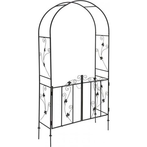 Dema – Arche de jardin en métal avec portillon – Dimensions LxPxH 112 x 37 x 232 cm – Ouverture effective 107 x 214 cm – Poids 5,84 kg