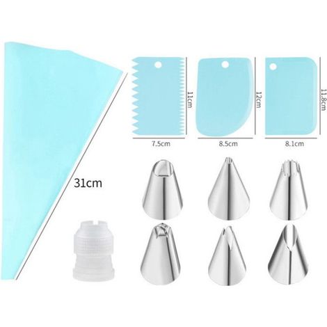 Kit de décoration pâtisserie - - Poche à douille réutilisable - Silicone professionnel - 6 douilles inox (1/5)